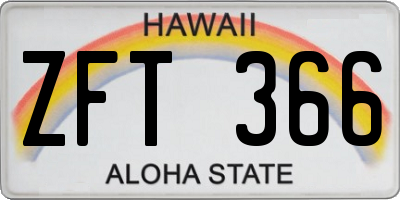 HI license plate ZFT366