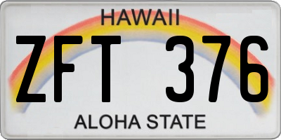 HI license plate ZFT376
