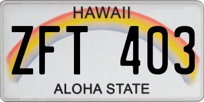 HI license plate ZFT403
