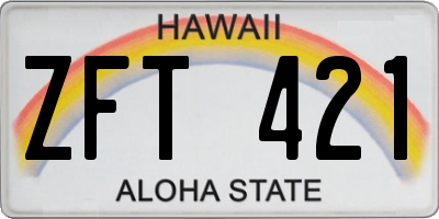 HI license plate ZFT421