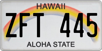 HI license plate ZFT445