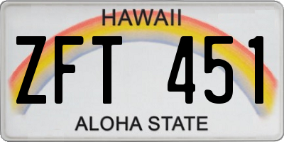 HI license plate ZFT451