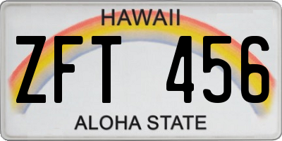 HI license plate ZFT456