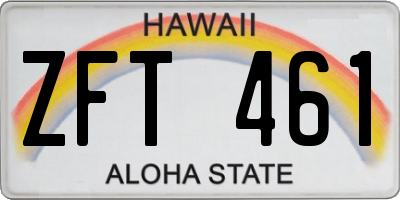 HI license plate ZFT461