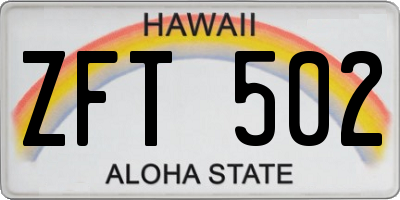 HI license plate ZFT502
