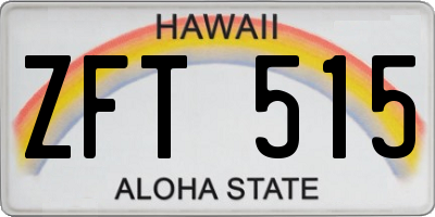 HI license plate ZFT515