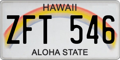 HI license plate ZFT546