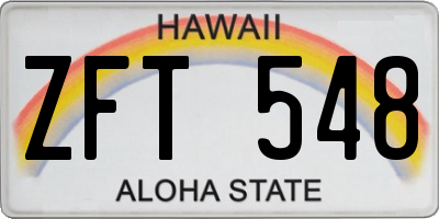 HI license plate ZFT548