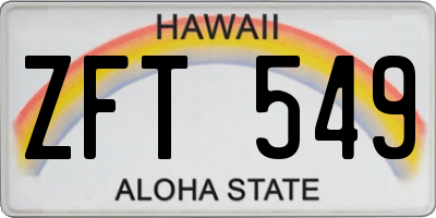 HI license plate ZFT549