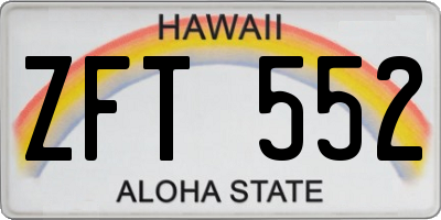 HI license plate ZFT552