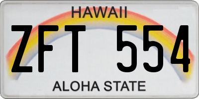 HI license plate ZFT554