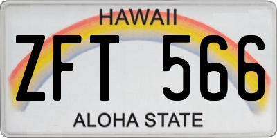 HI license plate ZFT566