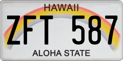 HI license plate ZFT587