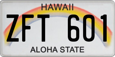 HI license plate ZFT601