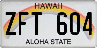 HI license plate ZFT604