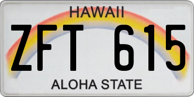 HI license plate ZFT615