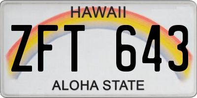HI license plate ZFT643