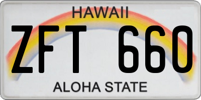 HI license plate ZFT660