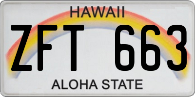 HI license plate ZFT663