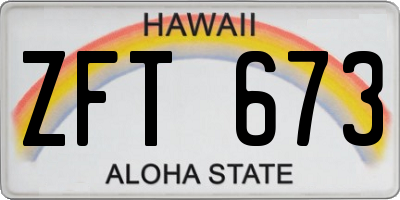 HI license plate ZFT673