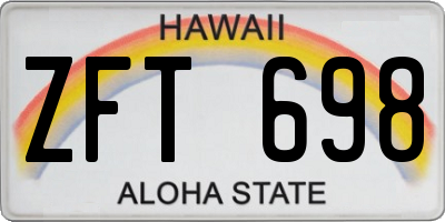 HI license plate ZFT698
