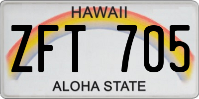 HI license plate ZFT705