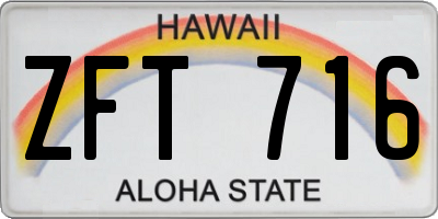 HI license plate ZFT716