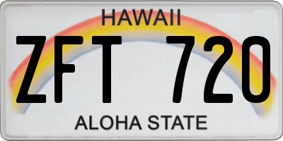HI license plate ZFT720