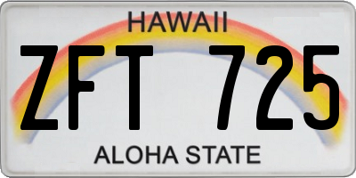 HI license plate ZFT725