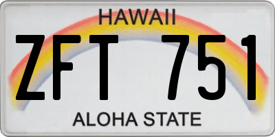 HI license plate ZFT751