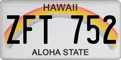 HI license plate ZFT752