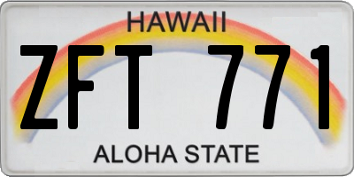 HI license plate ZFT771