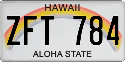 HI license plate ZFT784