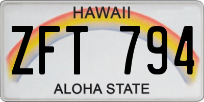 HI license plate ZFT794