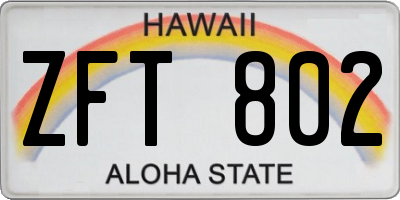 HI license plate ZFT802