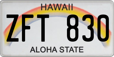 HI license plate ZFT830