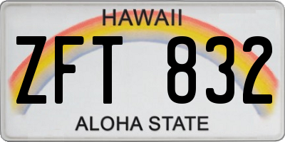 HI license plate ZFT832