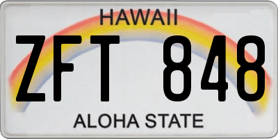 HI license plate ZFT848