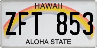 HI license plate ZFT853