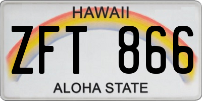 HI license plate ZFT866