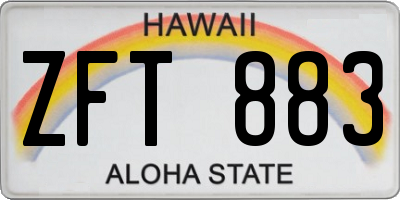HI license plate ZFT883