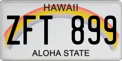 HI license plate ZFT899