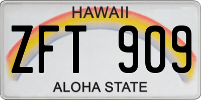 HI license plate ZFT909