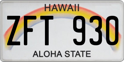 HI license plate ZFT930