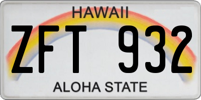 HI license plate ZFT932
