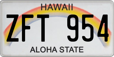 HI license plate ZFT954