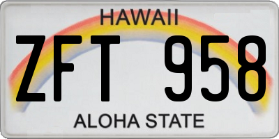HI license plate ZFT958