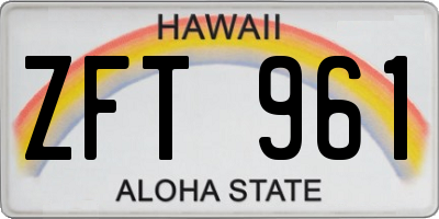 HI license plate ZFT961