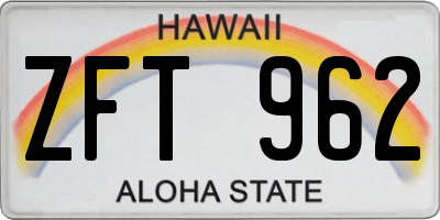 HI license plate ZFT962