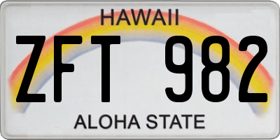 HI license plate ZFT982